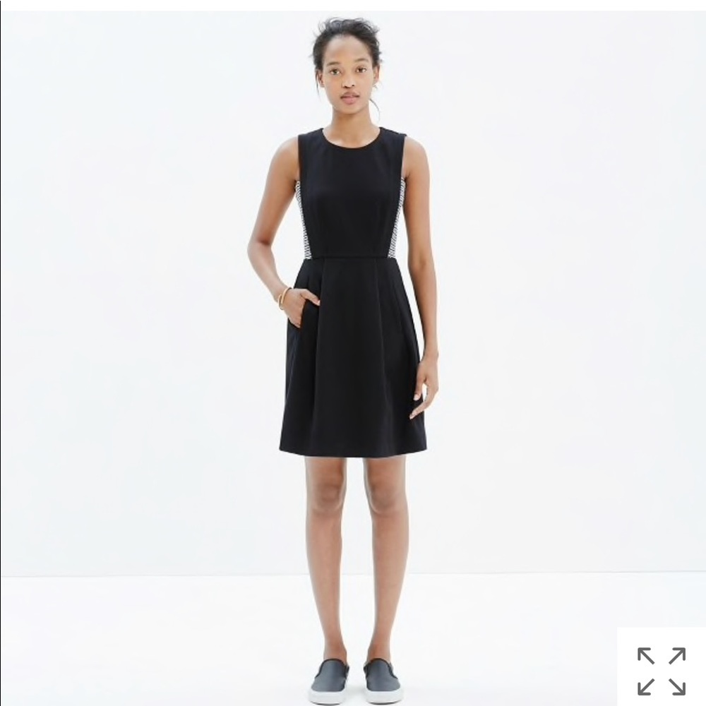 Madewell black abroad dress stripe-inset size 6